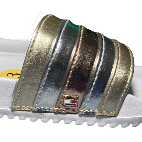 Tommy Hilfiger Kids Gold, Silver, & Copper Rainbow Slides - Picture 5 of 6